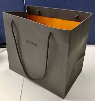 Бумажный пакет с веревочными ручками, черно-оранжевый